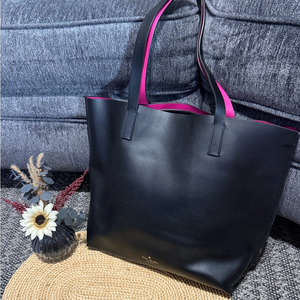 Kate Spade Foster Court Tasha Black Leather Tote Bag Purse AS IS